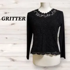 GRITTER　長袖カットソー　レースデザイン　ブラック　韓国製　花柄レース