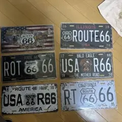 【6枚セット】ヴィンテージ調 メタルウォールアートプレート。