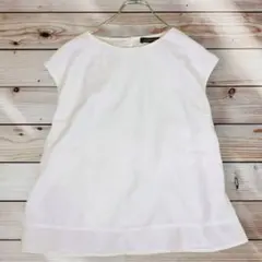 クイーンズコート 半袖チュニック　サイズ2　白　バックリボン　美品　デート