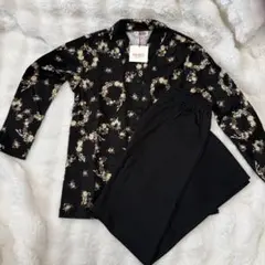 【タグ付未使用】ピンクハウス パジャマ 上下セット 綿100% 花柄 黒 M