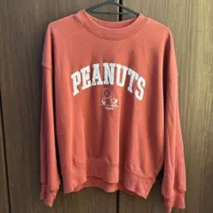 美品ユニクロUNIQLOPEANUTSスヌーピー スウェットシャツ テラコッタ色