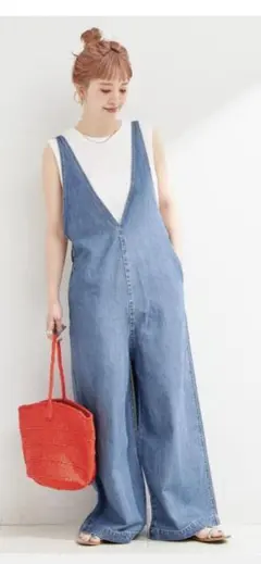 B.C STOCK デュ ジュール V NECK JEAN SALOPETTE