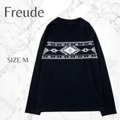 Freude 幾何学模様 大人カジュアル ゆったり デイリー 長袖カットソー Mのサムネイル