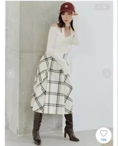 Sustainableロービングチェックミドルスカート　スナイデル