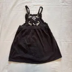 tete a tete刺繍サロペットダークグレーワンピース　90サイズ