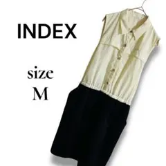 INDEX ワンピース M ノースリーブ バイカラー ウエストゴム 膝丈のサムネイル