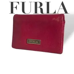 良品 4648 FURLA フルラ カードケース サフィアーノレザー レッド
