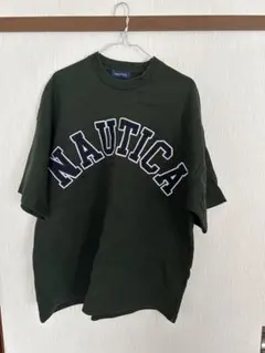 NAUTICA ダークグリーン ロゴ Tシャツ