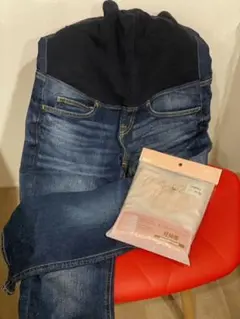 マタニティ　パンツ　無印良品/デニム　腹帯　妊婦帯