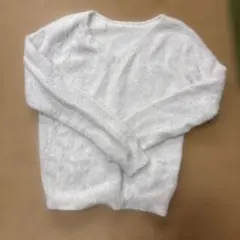 ミッシュマッシュ ホワイト 長袖ニットセーター