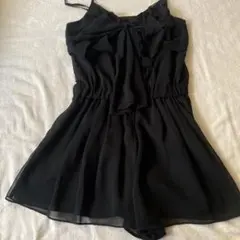 one way ❤️黒いリボン付きノースリーブキュロットワンピース