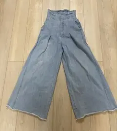 JENASISジーナシスライトブルーデニム ワイドレッグパンツ