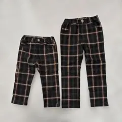 ブラック系チェック 長ズボン 90cm 110cm 2点セット