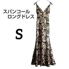 スパンコール ロングドレス ブラック×ゴールド パーティー 美シルエット S