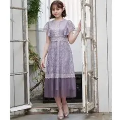 MAJESTIC LEGON プリーツ切替ミニフラワーレースワンピース ピンク