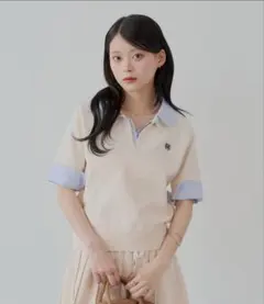 Chico♡刺繍入り襟付きポロニット