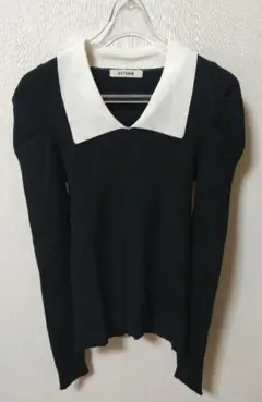 HEYUMM 襟付き ブラック ニット