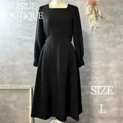 ルイルエブティック　タック＆フレア・スクエアネックワンピースドレス　フォーマル