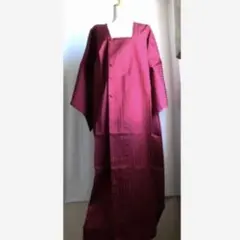 ⭐️エレガントなロング道行⭐️ お着物保護　ワインレッド系　身丈130㎝　⭐️☆匿名☆のサムネイル