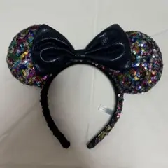 ミニーカチューシャ　虹色スパンコール
