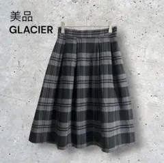 美品　グラシア　フレアスカート　タックスカート　チェック柄　清楚　森ガール　M