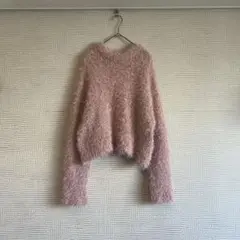 《美品》Mila Owen☆クルーネックシャギーニットトップス ピンク
