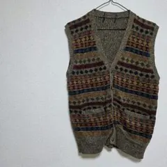 マルチカラーニットベスト 幾何学模様