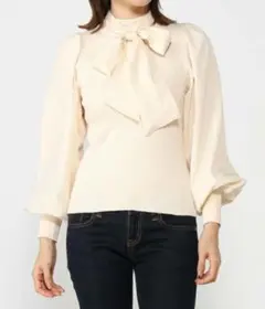 難あり　未使用　イング　2Wayボウタイ袖異素材ニット