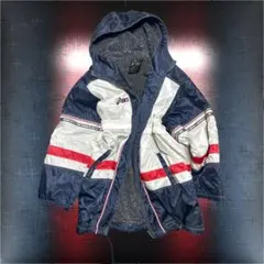 90s ASICS 中綿ジャケット ボア裏地 フード付き ヴィンテージ /Y2K