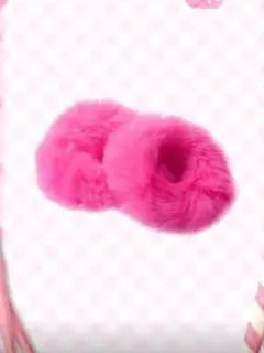 フェイク ファー シュシュ ヘアゴム 濃い ホットピンク