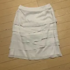 INDIVI ホワイト レイヤードスカート 38