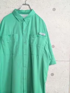 Columbia フィッシィングシャツ　グリーン系　オーバーサイズ