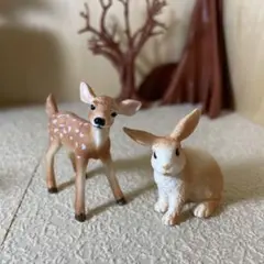 シュライヒ　子鹿　ウサギ　動物フィギュア2体セット