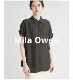 Mila Owen 半袖シャツ ダークブラウン　リネン混　フリー　涼しいのサムネイル