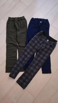 130；毛足短め裏起毛キッズ パンツ グローバルワークムージョンジョン3枚セット