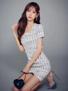 新品未使用タグ付き♡Mサイズ♡ ツイードジップアップミニドレス/キャバドレス