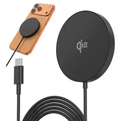 ワイヤレス充電器 MagSafe充電器 15W超高効率 ワイヤレス充電 ブラック