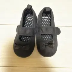 女の子子供靴おしゃれ　黒無地