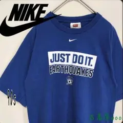 90Ｓ古着NIKEナイキ半袖Tシャツブルービッグロゴサッカーチーム