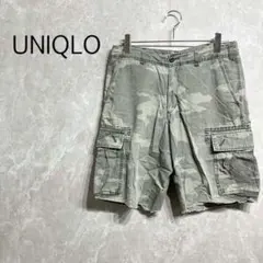 a0043【ユニクロ】カーゴショーツ M 迷彩 ミリタリーパンツ ハーフ丈