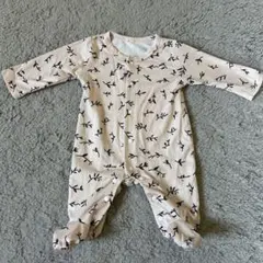 植物柄ロンパース クリーム色 長袖