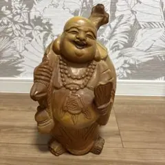 木製縁起物】布袋様 木彫り 置物 七福神 開運 商売繁盛 彫刻 オブジェ