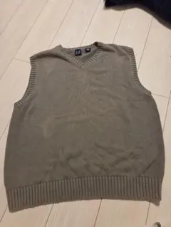 90s old gap XL 100%コットンセーター ベストオリーブ