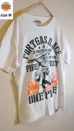 ONE PIECE ワンピース エース 半袖Tシャツ 白 綿100% Mのサムネイル