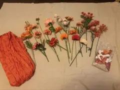 結婚式ウェルカムスペース　オレンジ　造花　テーブルランナー　風船バルーン