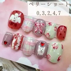 サイズ変更可No.260214ちび爪わんちゃんネイル 春 リボン 花柄