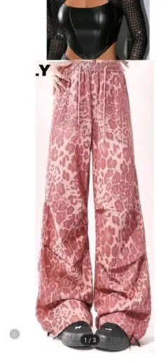 SHEIN ヒョウ柄ガウチョパンツ ピンク