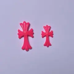 クロス型 クロム ピンク ネイルパーツ M,L2個セット