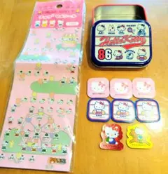 平成レトロ キティ チョウ2マメシール&缶ケース付きフレークシール