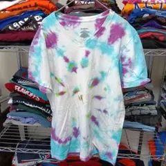 90s海外製LヴィンテージタイダイVネックtシャツUSA直輸入メンズ古着